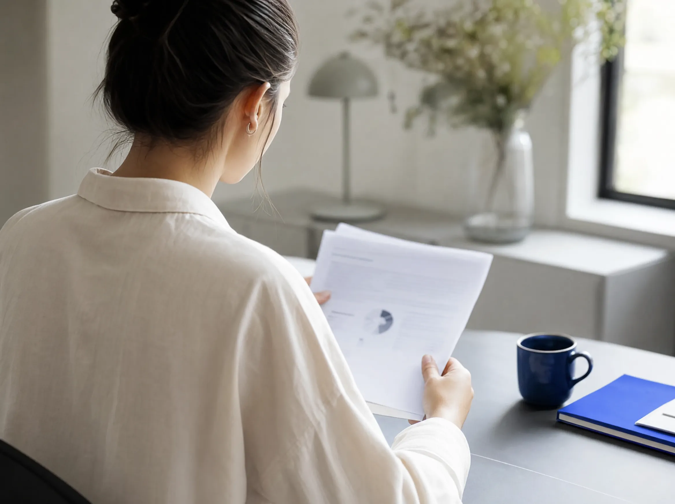 A consumer reviewing their paperwork